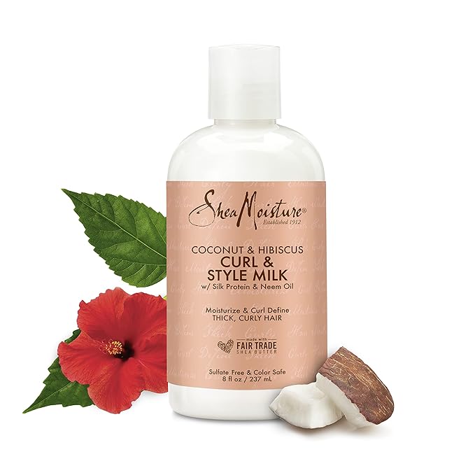 SheaMoisture Curl & Style Milk Coconut & Hibiscus with Silk Protein & Neem Oil for Thick, Defined, Curly Hair Fair Trade, Sulfate-Free 8 oz-BrightBean Baby