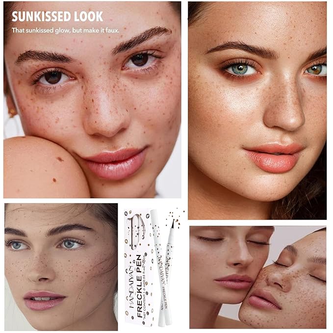 AKARY 4 Colors Freckle Pen Professional Lifelike Face Concealer Point Out Natural Waterproof Longlasting Soft Artificial Freckles Fine Makeup Freckle Pen Life Face Decoration (01+02+03+04)-BrightBean Baby