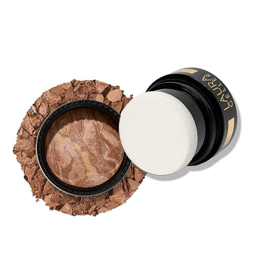 LAURA GELLER NEW YORK Award-Winning Baked Balance-n-Brighten To Go Travel Size Color Correcting Powder Foundation - Tan - Buildable Light to Medium Coverage - Demi-Matte Natural-BrightBean Baby