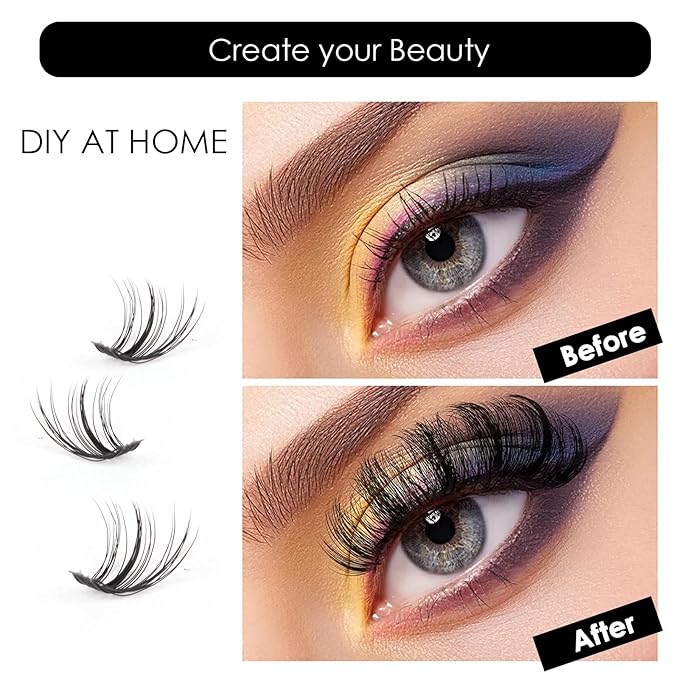 Lash Clusters 320pcs Individual Lashes 30D&40D DIY Lash Extensions D Curl Lash Clusters False Eyelashes Natural Look 10-16mm Mix Cluster Eyelash Extensions EASY TO USE (30D+40D-0.07D)-BrightBean Baby