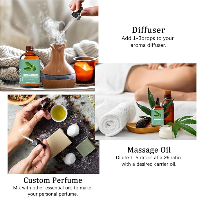 Organic Camphor Essential Oil for Damaged Hair Water Toner Spray for Face Skin Care Soaps Skin Hydration Bath Facial Mist Toner 118 ml-BrightBean Baby