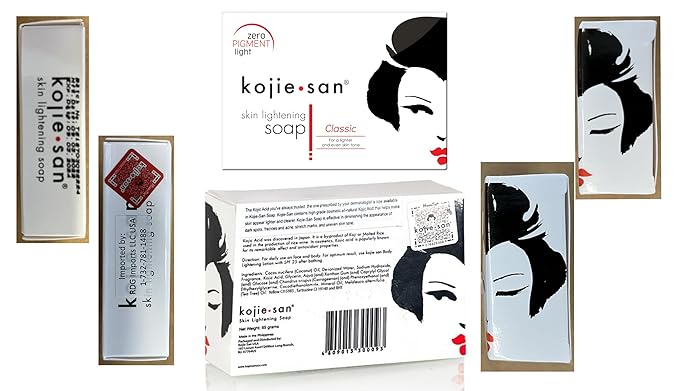 Kojie San Skin and Body Soap 2 Piece Set – Original Kojic Acid, Dark Spot Remover Soap Bar with Coconut & Tea Tree Oil – 65g x 2 Bars & 30g Face Cream-BrightBean Baby