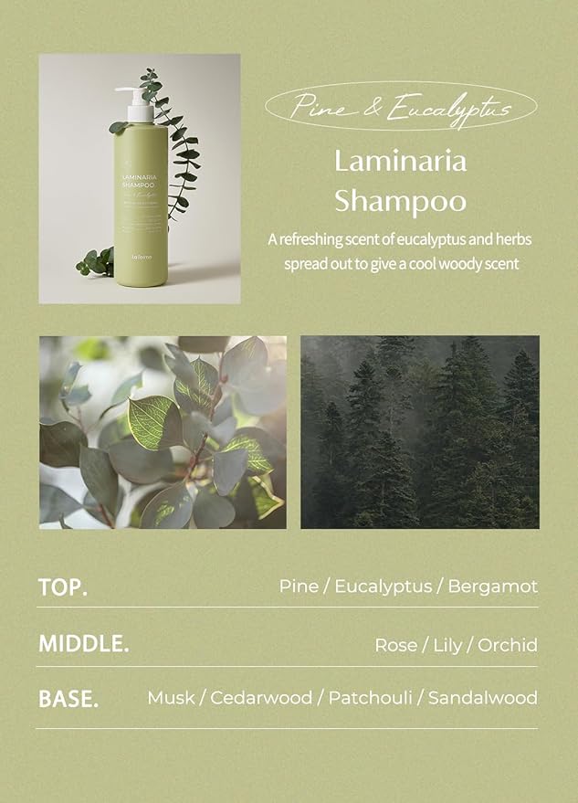 laferme Laminaria Shampoo with Organic Ingredient, Korean Clarifying Shampoo, Hydrating for Dry Hair, Strengthening for Weak Hair, Sulfate & Paraben-Free, for Women & Men,16.9 FL. OZ, Pine Eucalyptus-BrightBean Baby