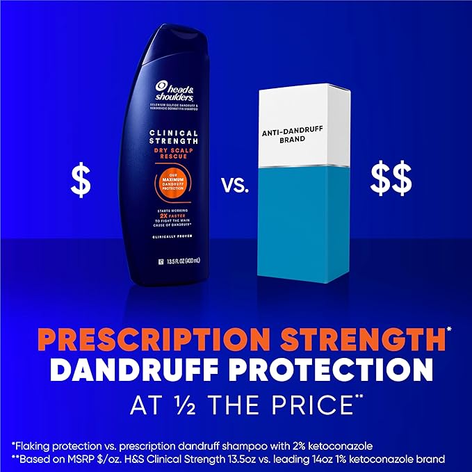 Head & Shoulders Clinical Dandruff Defense + Dry Scalp Rescue Shampoo 13.5 oz Twin Pack-BrightBean Baby