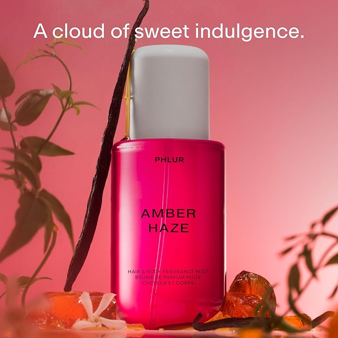 PHLUR Amber Haze Body Mist - Hair & Body Mist Fragrance - Amber, Jasmine, Saffron & Vanilla Body Spray (8 Fl Oz)-BrightBean Baby