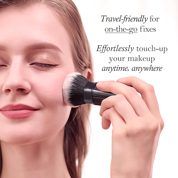 LORYP Retractable Makeup Brush Black Kabuki Foundation Brush for liquid Cream and Powder Makeup 2 Pack Travel Makeup Brush Set-BrightBean Baby