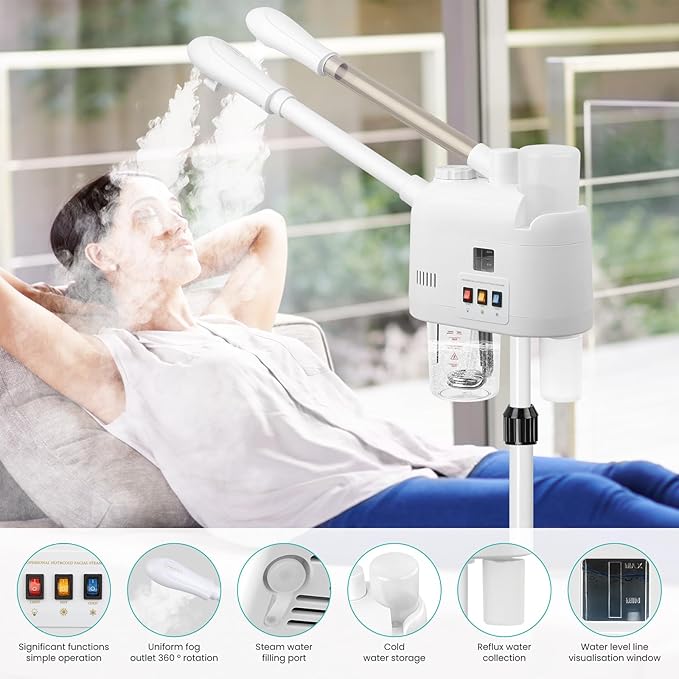 face steamer for hot and cold, Face Steamer with More Steam, Adjustable Height for Face Steamer Suitable for Personal Home and Professional Personal Care Places, Moisturizing or Hydrating.-BrightBean Baby