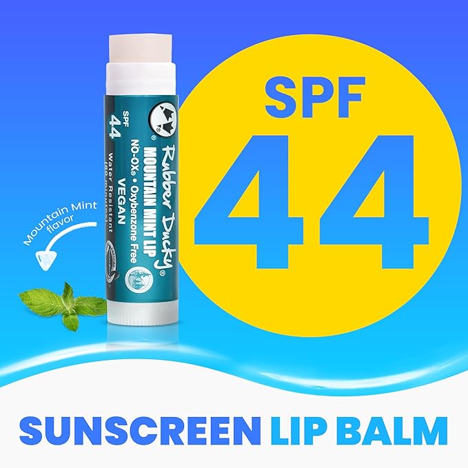 Rubber Ducky | Lip Sunscreen, Lip Balm with SPF 44, Waterproof Sunscreen Lip Balm | Vegan, Untinted, Mint Flavor, with Vitamin E | All Season - Broad Spectrum Sunscreen for Lips-BrightBean Baby