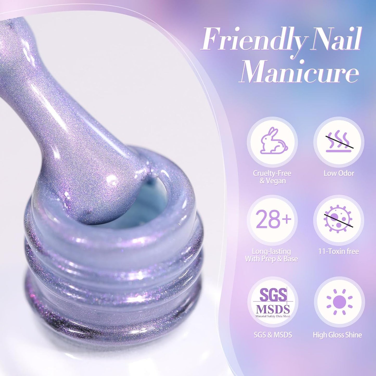 Born Pretty Cat Magnetic Eye Gel Nail Polish, Fairy Purple Glitter Cat Magnetic Gel Nail Polish for Nail Art Manicure Salon DIY at Home 15ML-BrightBean Baby