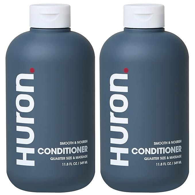 Huron Men’s Conditioner - Lightweight, Hydrating Conditioner - Eliminates Frizzy Hair, Moisturizes, & Restores Shine - Clean & Invigorating Scent - 100% Vegan Ingredients & Cruelty-Free - 11.8 Fl Oz (2 Pack)-BrightBean Baby