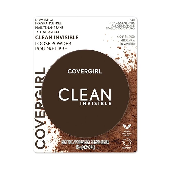 COVERGIRL Clean Invisible Loose Powder - Loose Powder, Setting Powder, Vegan Formula - Translucent Dark, 20g (0.7 oz)-BrightBean Baby
