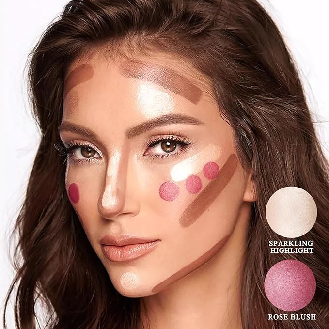 Youngfocus Cosmetics Cream Contour Best 8 Colors Contouring Foundation - Highlighting Makeup Kit/Concealer Palette - Vegan, Cruelty Free and Hypoallergenic - Instruction Manual(Face Blushes)-BrightBean Baby