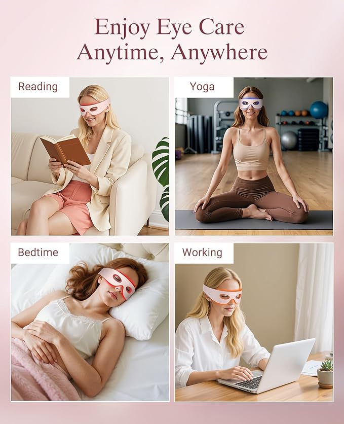 Red Light Therapy for Eyes, Wireless Under-Eye Red Light Therapy Mask with Timing Function, 3 Modes with Near-Infrared, Rechargeable Mask for Home Skincare-BrightBean Baby