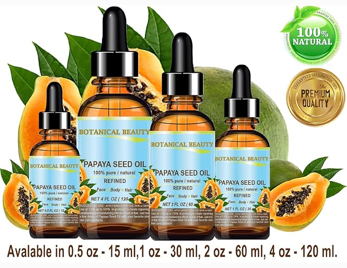 PAPAYA SEED OIL. 100% Pure / Natural / Undiluted /Refined Cold Pressed Carrier Oil. 0.5 Fl.oz.- 15 ml. For Skin, Hair And Lip Care.-BrightBean Baby