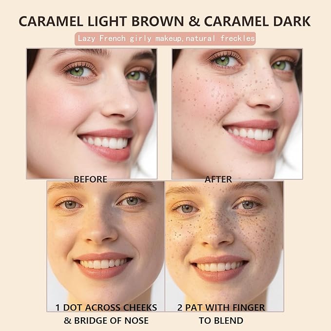 Freckle Stamp - Freckle Pen Waterproof, Long Lasting Fake Freckles, Quick Dry 5-Point Faux Freckles Stamp Cushion Stain Marker in One Press Natural and Lifelike Sunkissed Pencil Tool Makeup (#3-Dark)-BrightBean Baby