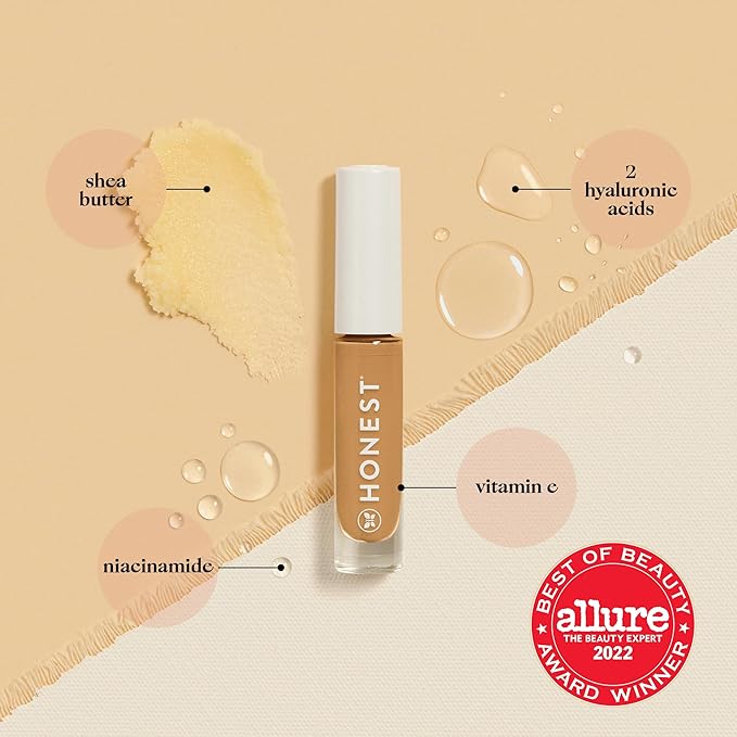Honest Beauty Fresh Flex Concealer with Niacinamide + Vitamin E + Hyaluronic Acid | Vegan + Cruelty free | Nutmeg, 0.17 fl oz-BrightBean Baby
