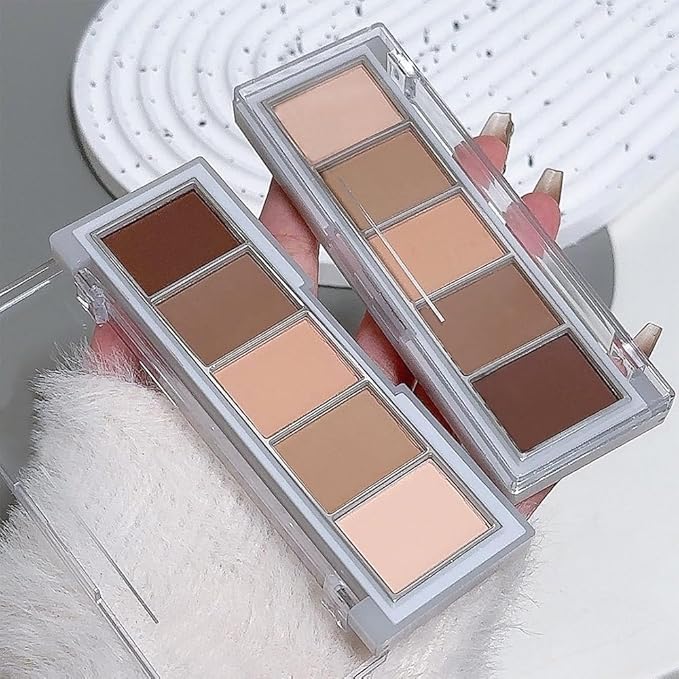 evpct 5Colors Matte Nude Eye Shadow Palette Makeup for Older Women, Nude Pink Brown Cocoa Neutral Matte Smokey Cream Mini Eyeshadow Palette for Blue Green Eyes, Contour Makeup Palettes sombras de ojos