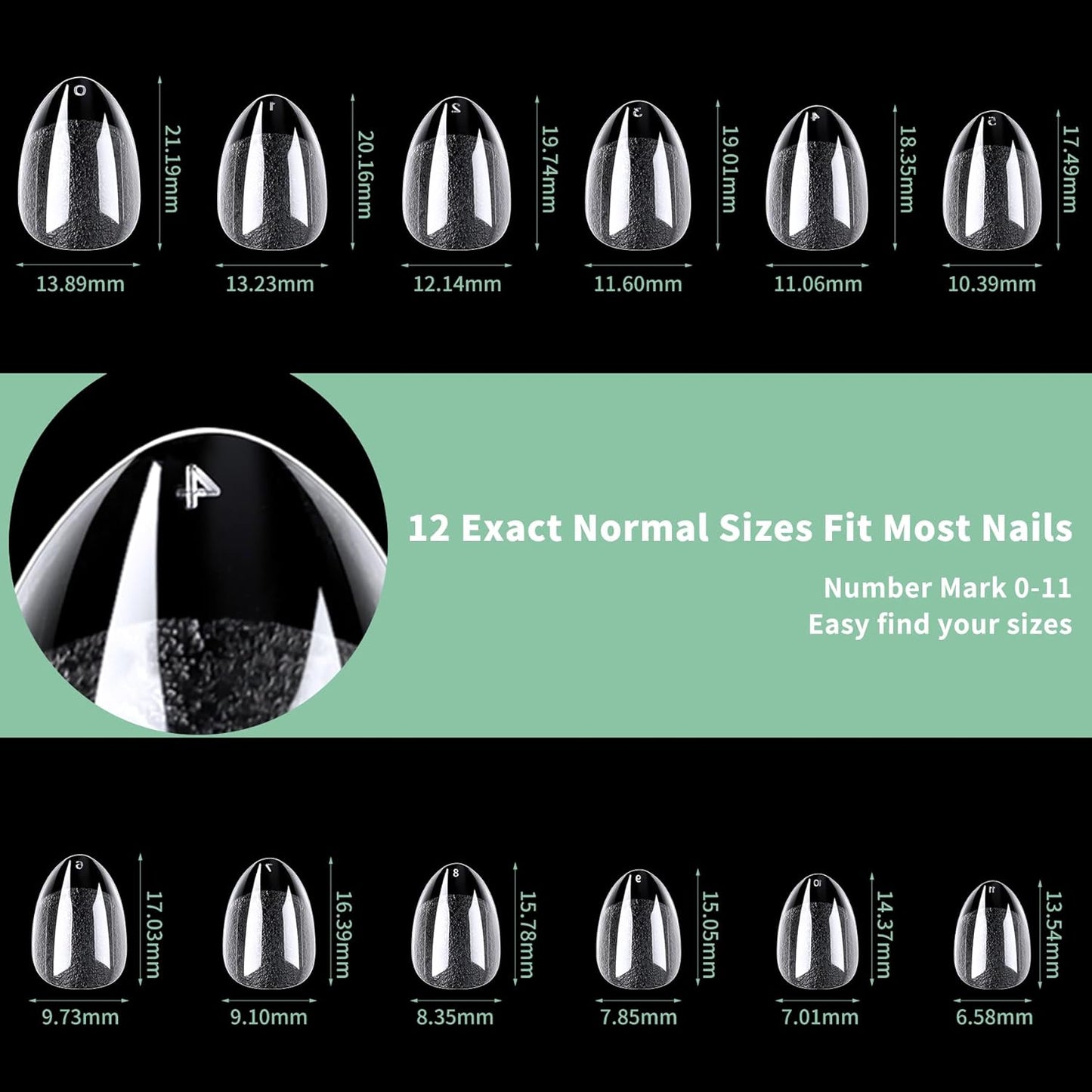 Short Round Oval Nail Tips, 216pcs Acrylic Soft Fake Nails Gel Nail Tips, Full Cover Pre-Shaped Matte Clear Press on Nails for Extension, Diy at Home Manicure 12 Sizes-BrightBean Baby