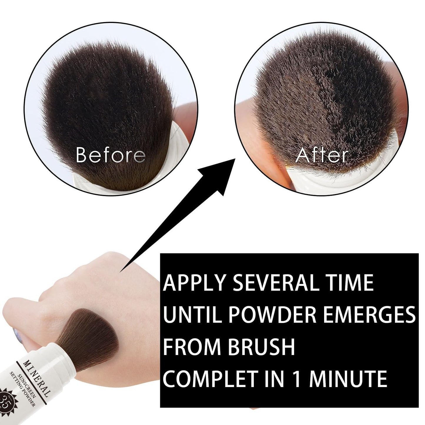 Sunscreen Setting Powder SPF 35, Mineral Brush Powder for Face & Scalp, Oil Control Natural Matte Finish Loose Powder Translucent Lasting Lightweight Breathable for All Skin (04# Pink Complexion)-BrightBean Baby