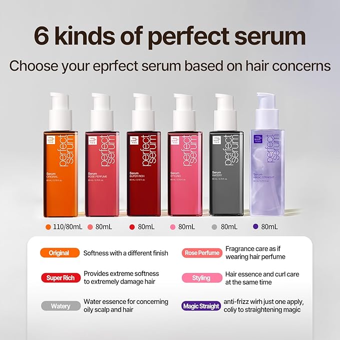 Mise En Scene Magic Straight Perfect Serum - Anti Frizz Hair Straightening Serum with heat protectant for straightener, hair tamer oil, Coconut Oil for Smooth, Silky, and Shiny Hair, 2.71 Fl Oz-BrightBean Baby