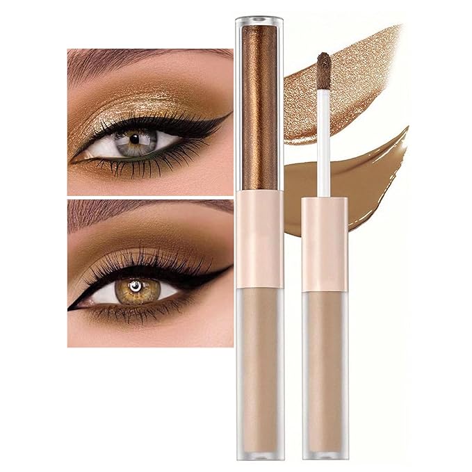 Coco Brown Matte Liquid Eyeshadow Glitter Double Ended Metallic Eyeshadow Sticks For Eyes Pencil Primer Base Quick Drying Waterproof Long Lasting Highlight Stick And Shadow Pen Eye Makeup(#3)