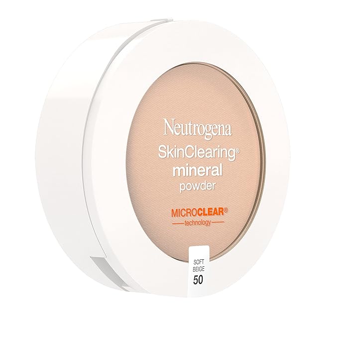 Neutrogena SkinClearing Mineral Acne-Concealing Pressed Powder Compact, Shine-Free & Oil-Absorbing Makeup with Salicylic Acid to Cover, Treat & Prevent Breakouts, Soft Beige 50,.38 oz-BrightBean Baby