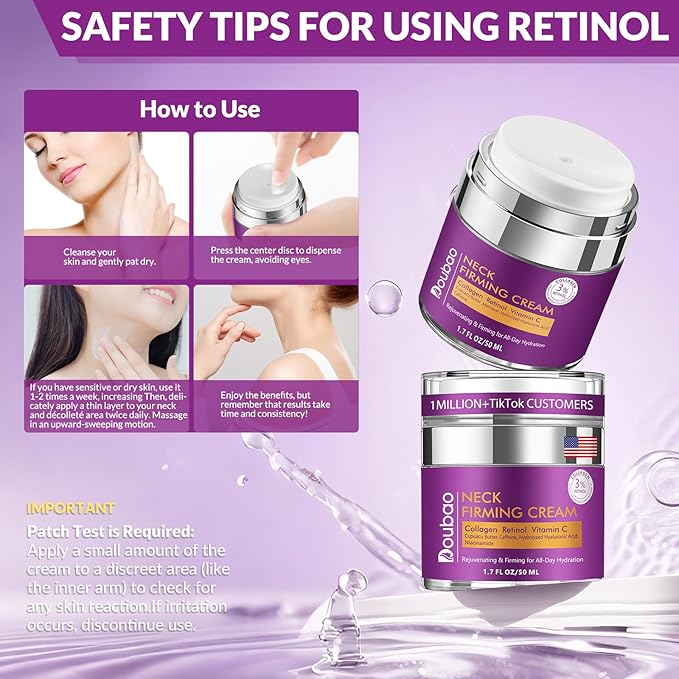 Advanced Neck Firming Cream – 3% Retinol & Hyaluronic Acid for Wrinkle Reduction, Lifting & Skin Tightening – Anti-Aging Moisturizer for Face, Neck & Décolleté – Deep Hydration, 3.4 FL(2 bottle)-BrightBean Baby