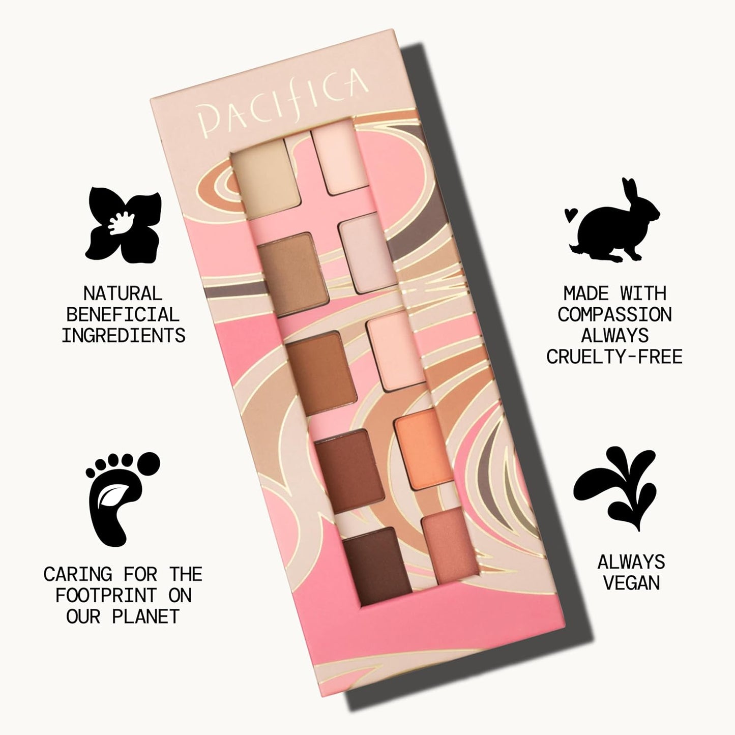 Pacifica Pink Nudes Mineral Eyeshadow Palette, 10 Neutral Shades, For Natural or Smoky Eye Look, Naked Eye Makeup, Longwearing & Blendable, Vegan, Cruelty Free Ophthalmologist Tested-BrightBean Baby