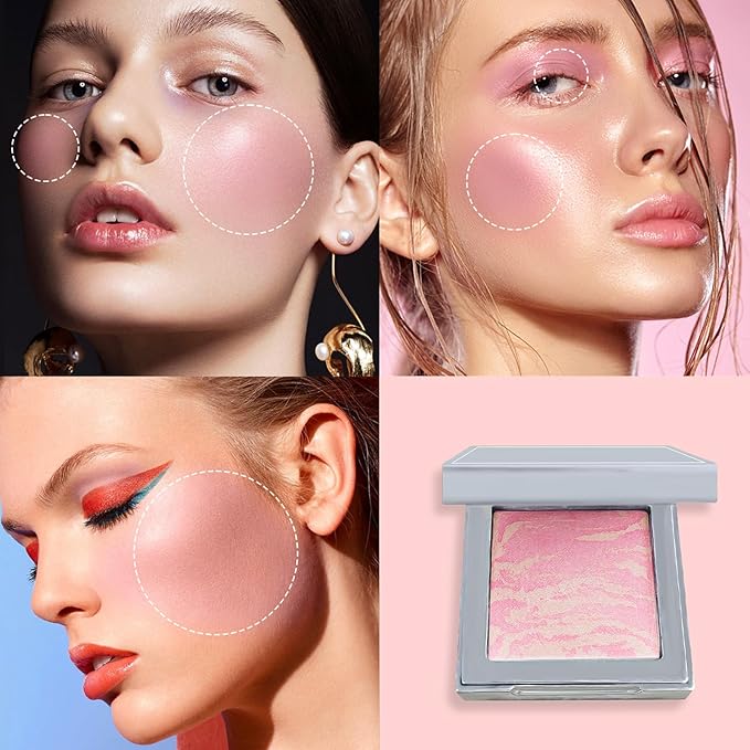 Face Blush Foundation Natural Brightening Silky Moisturizing Sodium Hyaluronate Bakery Crafted Glittering Powder-BrightBean Baby