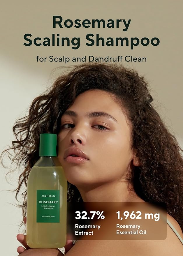 AROMATICA Rosemary Scalp Scaling Shampoo (2 packs) - Korean Hair Care with Thinning Hair Loss Natural Rosemary Essential Oil for Women Hair Growth - Free from Sulfate, Silicone, and Paraben (13.53 oz)-BrightBean Baby