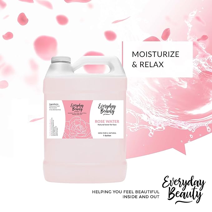 Rose Water Facial Toner Bulk - 1 Gallon Alcohol-Free Vegan All Natural Refreshing for Face and Hair - Uplifts, Calming & Soothing for All Skin Types-BrightBean Baby