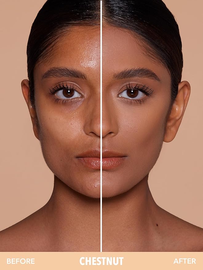 SHEGLAM SKin-Focus Full Coverage Powder Foundation Oil-Control Lightweight Face Pressed Powder Makeup-Chestnut-BrightBean Baby