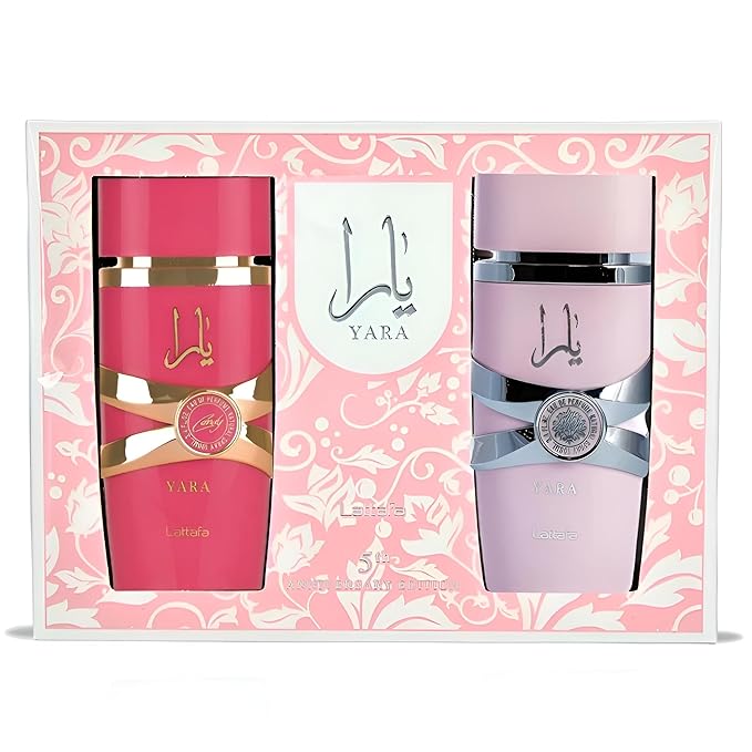 Lattafa Yara 5th Anniversary Edition – Floral, Fruity, Gourmand, Vanilla – 2-Piece Eau de Parfum Gift Set for Women (Yara & Yara Candy, 2 x 3.4 Ounce Sprays)-BrightBean Baby