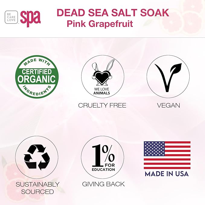 BCL SPA Dead Sea Salt Soak - bath salt with organic Pink Grapefruit, Shae Butter, Arnica, Aloe Vera juice, Chamomile, Argan oil & Jojoba oil skin exfoliator - Home/Professional use 16 fl oz-BrightBean Baby