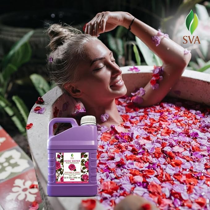 SVA Rose Water - 32 Fl oz - Refreshing Rose Water Spray for Skin Care, Skin Hydration, Bath, Soaps, Haircare & Aromatherapy-BrightBean Baby