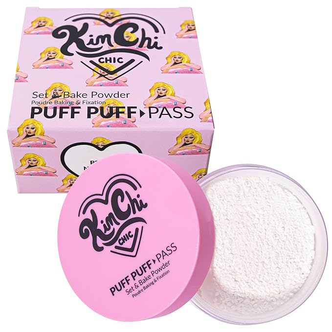 Kimchi Chic Beauty Puff Puff Pass Set and Bake Powder, Loose Face Powder with Extra Fluffy Setting Powder Puff, Soft Lavender Face Makeup for Uneven Skin Tone, 01 lvander-BrightBean Baby