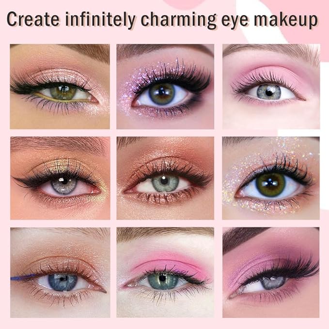 18Colors Nude Pink Rose Gold Shimmery Eyeshadow Palette Makeup,Light Nude Soft Glitter Sparkly Highly Pigmented Eye Shadow Long Lasting Waterproof Naturing-Looking Blendable for Beginners