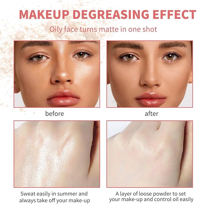 MAEPEOR Matte Setting Loose Powder 8 Colors Smooth and Lightweight Face Powder for Brightening and Setting Makeup with Face Puff (01 Desert)-BrightBean Baby
