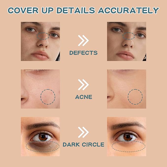 Concealer Stick Full Coverage, Cream Color Corrector Makeup, Dual Ended Conceal Pen with Brush, Waterproof Matte Eraser Dark Circles, Blemish, Pores, Spots Buildable for All Skin Types- Natural-BrightBean Baby