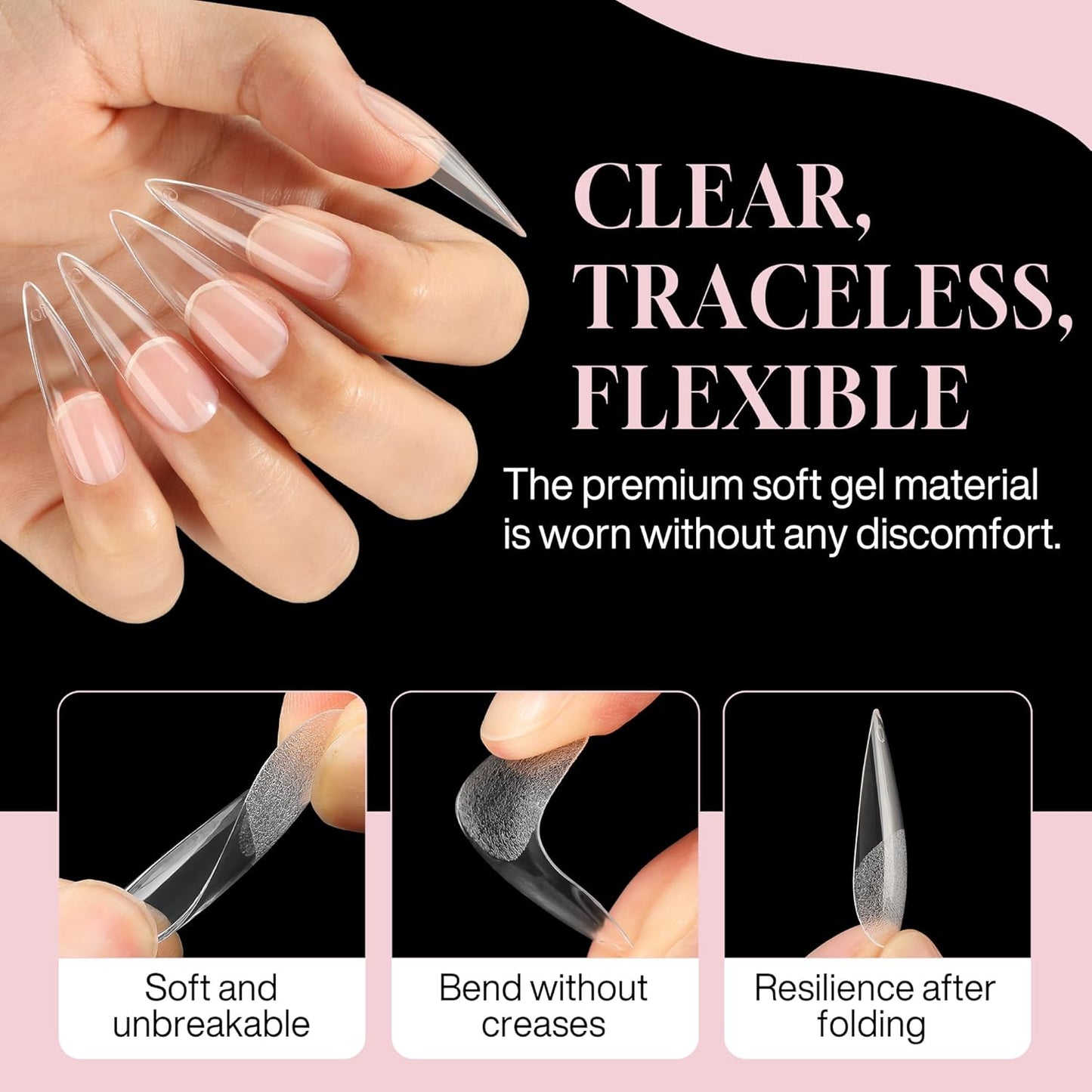 Long Stiletto Nail Tips: 240pcs Long Almond Matted Stiletto Gel Nail Tips No C Curve False Acrylic Fake Nails Full Cover Press On Nails Extensions DIY Home Salon 12 Sizes-BrightBean Baby