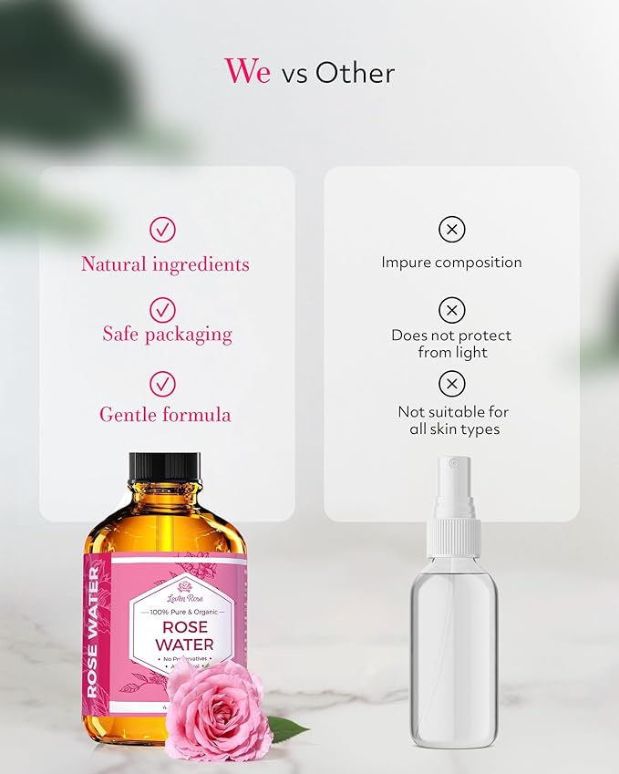 Rose Water Spray for Face by Leven Rose - Pure Natural Moroccan Rosewater Hydrosol Face Spray - Organic Rose Water for Hair 4 oz-BrightBean Baby