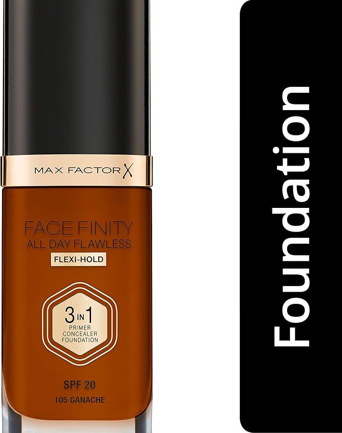 Max Factor Facefinity 3-in-1 All Day Flawless Foundation, SPF 20, Ganache, 30ml-BrightBean Baby