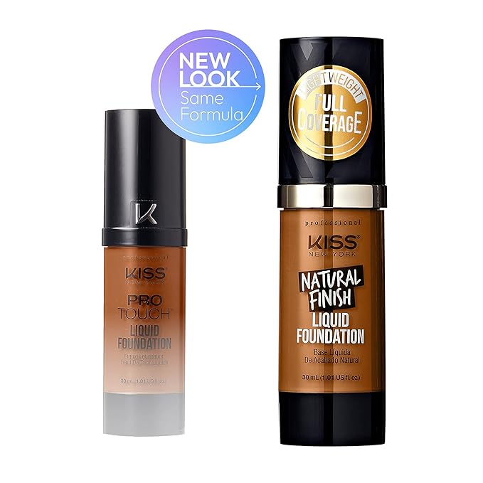 Kiss New York Professional Liquid Foundation - Lightweight and Hydrating Formula, Natural Finish, Control Shine, Cover Pores, Medium to Full Coverage, Green Tea Extract (Cappuccino)-BrightBean Baby