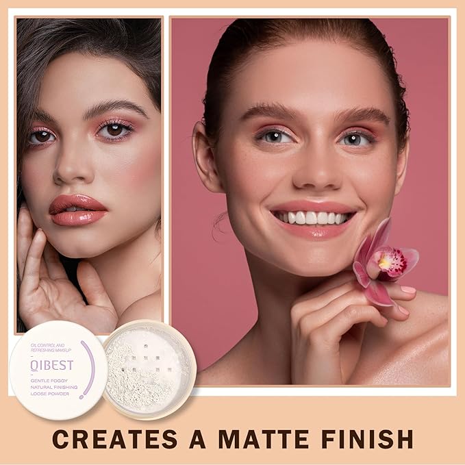 Setting Powder Loose Face Powder Lightweight Soft Smooth Brighten Minimizes Pores Long Lasting Oil Control Loose Powder Makeup For Matte Flawless Finish 01#Foggy White-BrightBean Baby