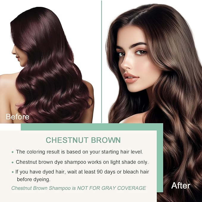 Brown Hair Dye Shampoo, Hair Color Shampoo for Women Men, Colors in Minutes, Champu para Canas, Easy to Use 16.90 Fl Oz-BrightBean Baby