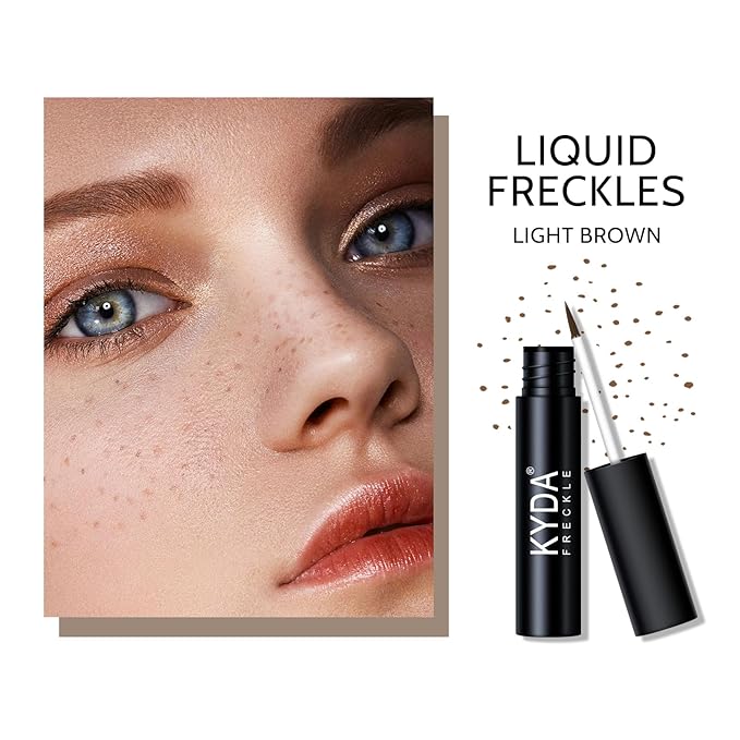 KYDA 2 Colors Liquid Freckle, Natural Freckle Makeup Pen, Longlasting Face Freckle Liquid Makeup, Soft Dot Sopt Pen Magic Freckle Color-Light Brown&Dark Brown-BrightBean Baby