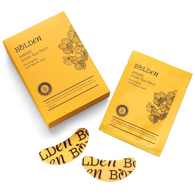 Bolden Awake Under Eye Patch | Eye Mask For Dark Circles, Puffiness & Discoloration | Brightening Eye Pads With Niacinamide, Alpha Arbutin, Tranexamic Acid & Vitamin C | 10 Pairs-BrightBean Baby