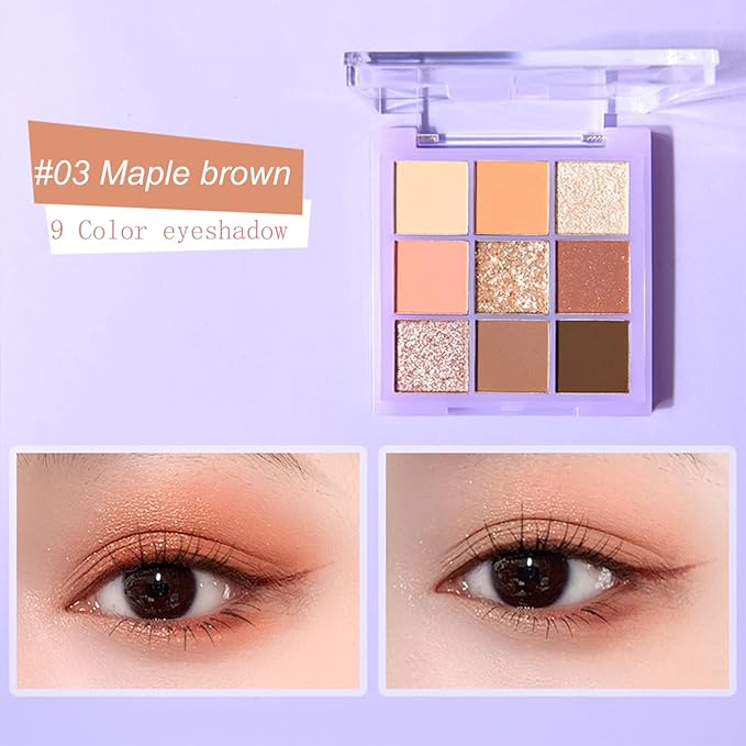 Violet Fairy 9 Color Eyeshadow Palette, Warm Neutrals (03)-BrightBean Baby