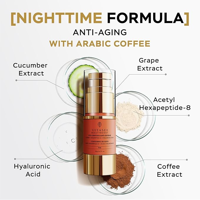 AM/PM Anti-Aging Kit Eye Contour Duo, Deep Hydration Eye Contour Cream with Cotton Stem Cells & Hyaluronic Acid (AM), Eye Contour Anti-Fatigue with Arabic Coffee for Under Eye Lines Protection(PM)-BrightBean Baby