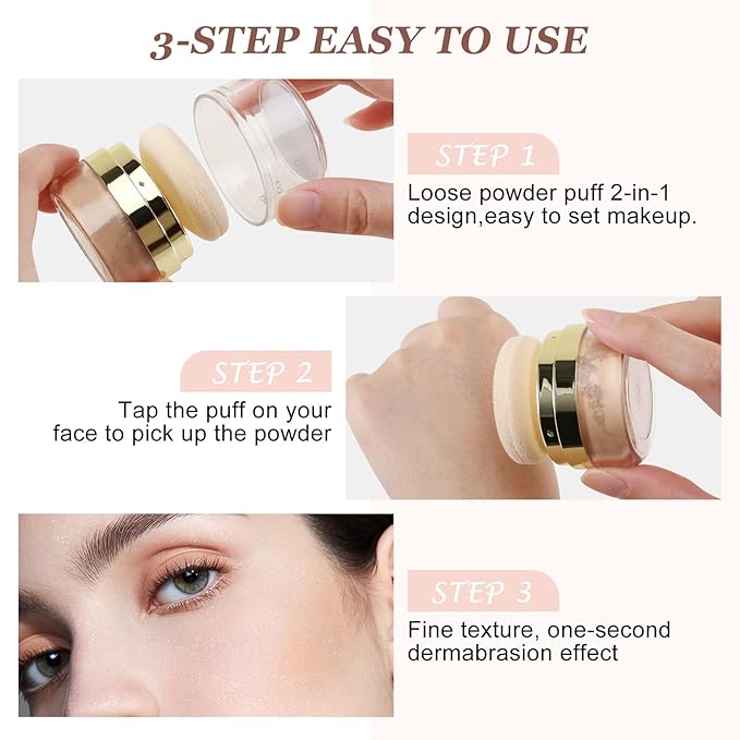 Boobeen Setting Powder, Lightweight Oil Control Loose Setting Powder, Full Coverage Finishing Powder For a Matte Flawless Look, Pressed Face Powder Makeup to Reduce Shine, Long Lasting-BrightBean Baby